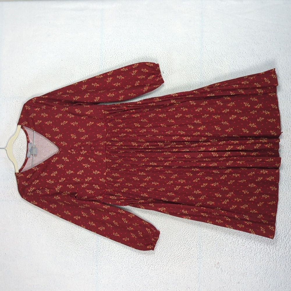 Lark + Grey‎ Women's Red Floral Cottagecore Farmhouse Long Sleeve Dress Size L